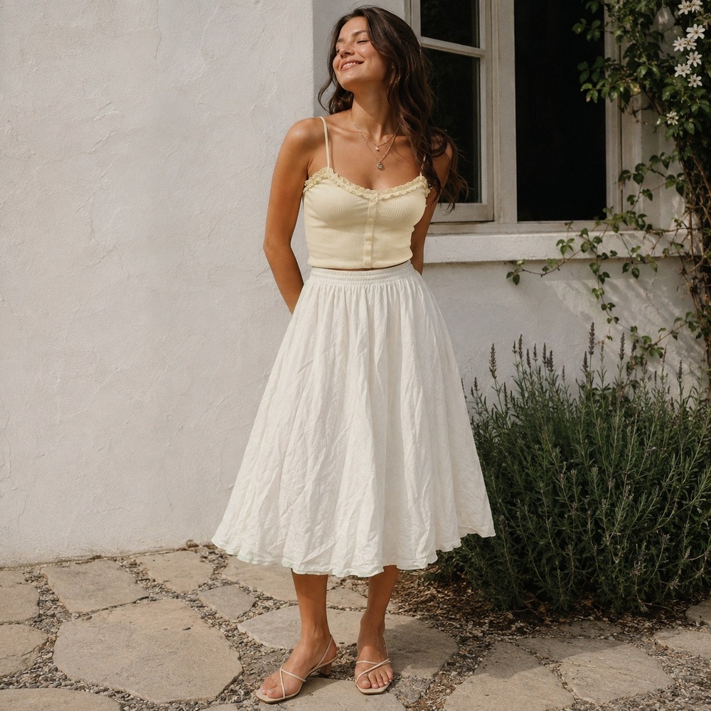 HolyClothing White Maxi Skirt Renaissance Cottagecore Boho Plus Size 2X 3X